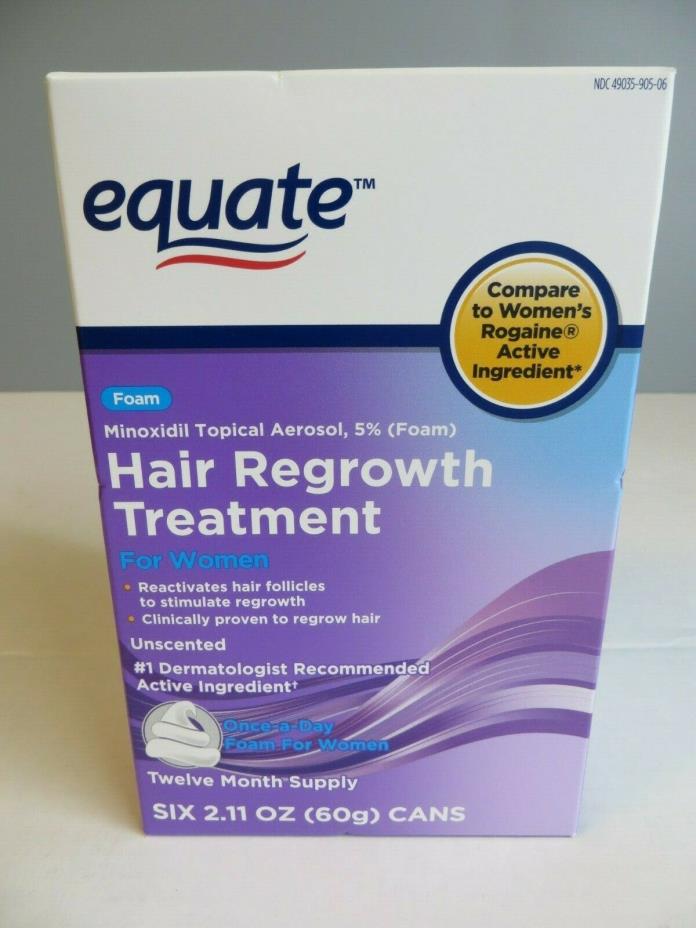 Equate Minoxidil Foam Hair Regrowth Treatment Women 12 Month 10/2019 NEW unopen