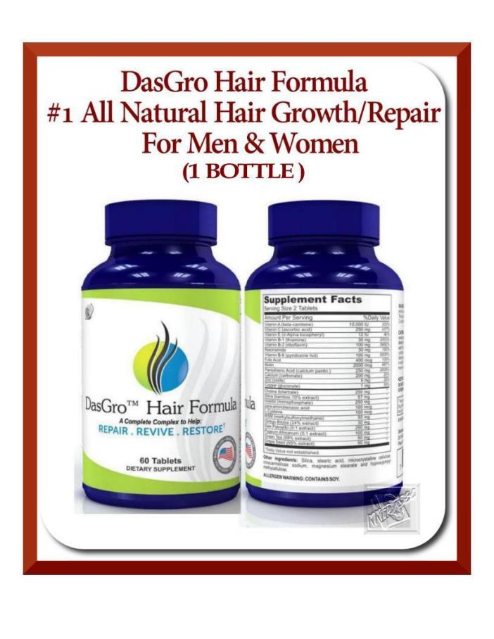 Dasgro The #1 Hair Vitamin For Hair loss, Unisex, with Vitamins All hair Types