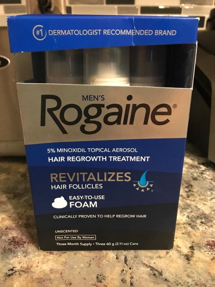 Rogaine Hair Regrowth Men 5% Minoxidil Foam 3 month Ships Free