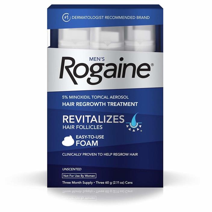 ROGAINE MEN'S FOAM (3 MONTH SUPPLY) 5% minoxidil topical 3 6 9 for men regaine