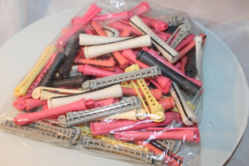 Lot 73 Button End & Swing Arm Perm Rods Hair Curlers Assorted Color/Size~CLEAN