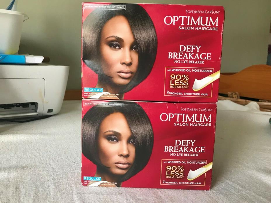 LOT OF 2 SOFTSHEEN CARSON OPTIMUM DEFY BREAKAGE NO LYE RELAXER/REGULAR