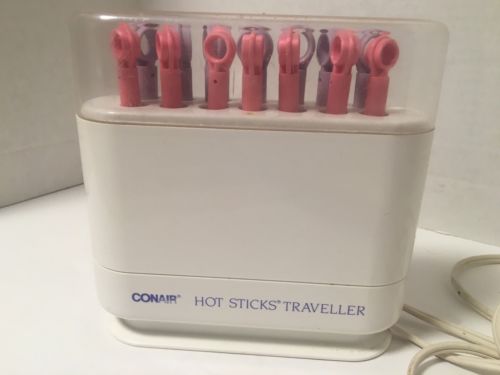 Vtg Conair Hot Sticks Traveller Hair Curlers Rollers Pink Purple Spiral HS19