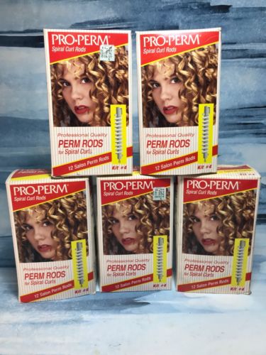 60 PRO-PERM Medium Curl Rods Kit #4 Professional Quality Perm Rods White & Blue