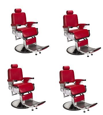 4 Heavy Duty Hydraulic Recline LINCOLN RED Barber Chair Salon Beauty Spa Styling