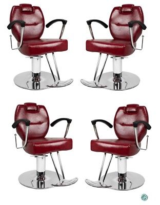 Set of 4 HERMAN Beauty Salon All Purpose Styling Chair CRIMSON