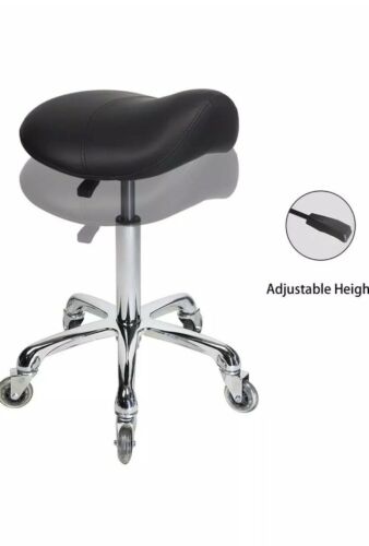 Antlu Saddle Stool Rolling Chair Black New In Box Office Salon Wheels Swivel Spa