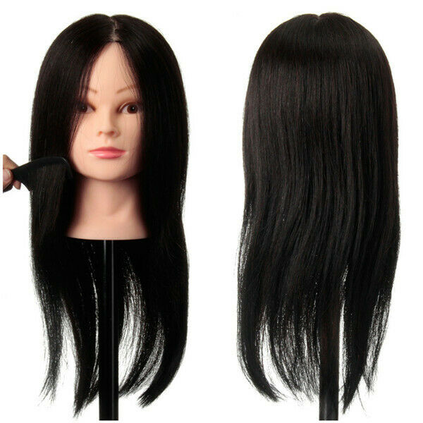 100% Black Practice Mannequin Real Human Hair Training Head Hairdressing