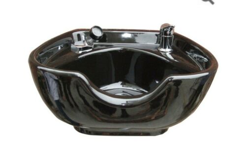 PureSana Porcelain Shampoo Bowl (Black) Salon Wash Station Backwash Sink 923018