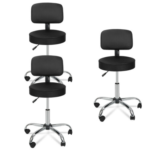 3X Adjustable Salon Stool Rolling Massage Chair Tattoo Facial Spa W/Backrest