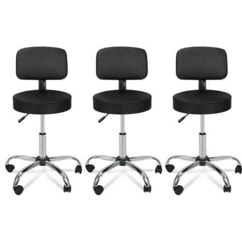 3X Black Adjustable Swivel Hydraulic Salon Stool Chair Facial Massage W/BackRest