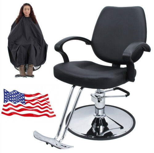 Classic Hydraulic Barber Black Chair+Hair Cutting Cape Salon Beauty Spa Styling