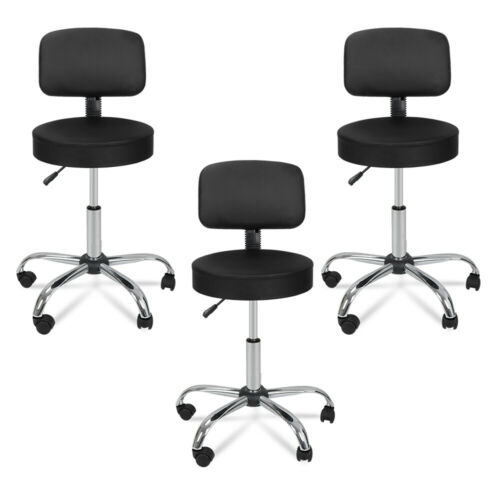 3X Adjustable Salon Stool Hydraulic Rolling Chair Facial Massage Spa W/Back Rest
