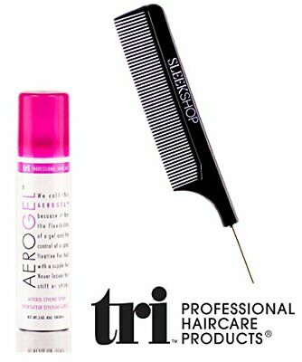 Tri Haircare AEROGEL Hair Finishing Spray, aerosol hairspray w/ Sleek Steel COMB