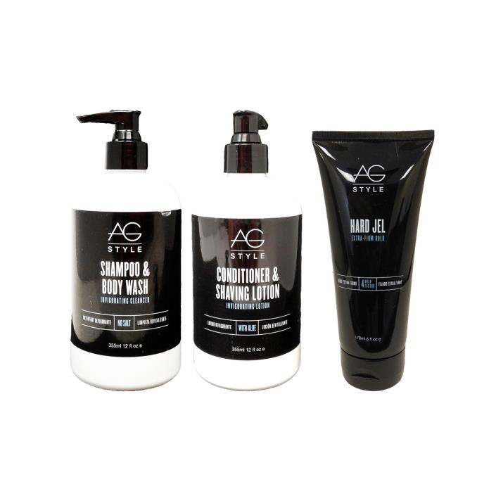 AG Hair Care Shampoo/Body Wash, Conditioner/Shave Lotion, and Hard Jel