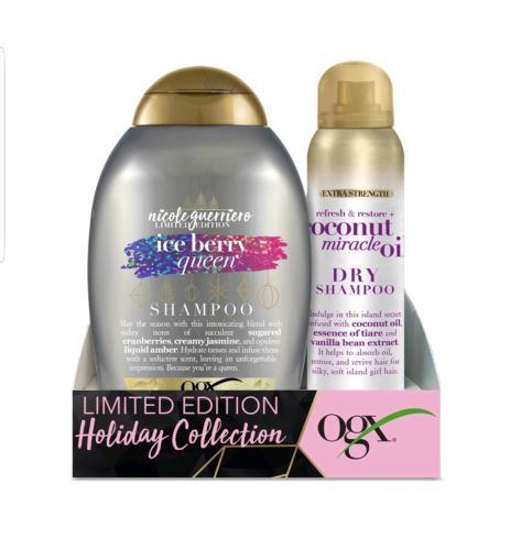 New Ogx Ice Berry Queen Shampoo & Coconut Miracle Oil Dry Shampoo Holiday Set