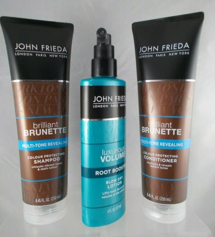 John Frieda Brunette Shampoo & Conditioner + Luxurious Volume Root Buster~Unisex