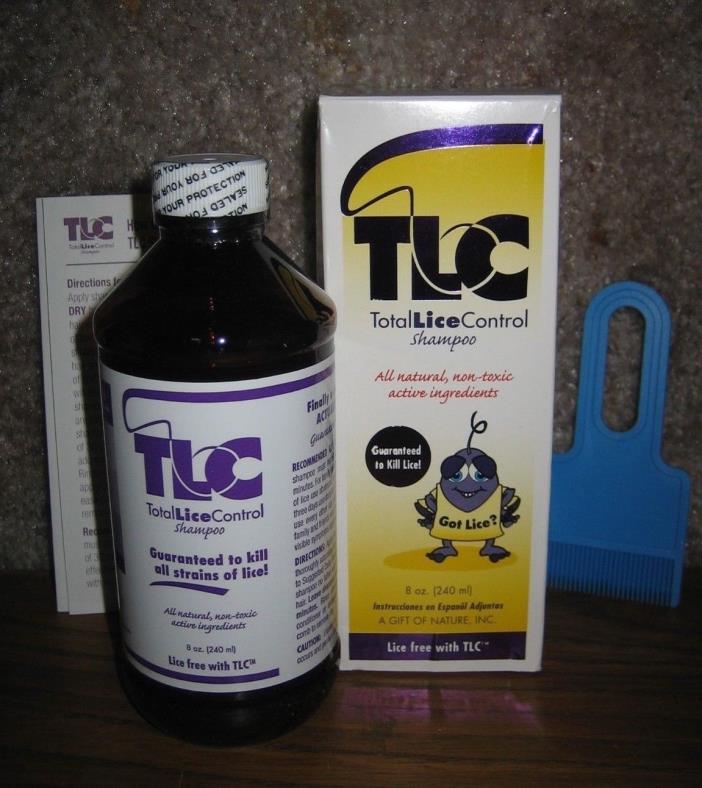 NEW! TLC Total Lice Control Shampoo w/Comb All natural, botanical ingredients