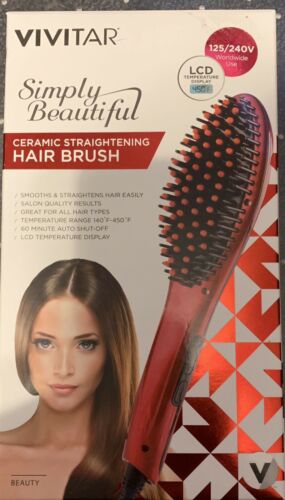 Vivitar Simply Beautiful Ceramic Hair Straightening Brush RED