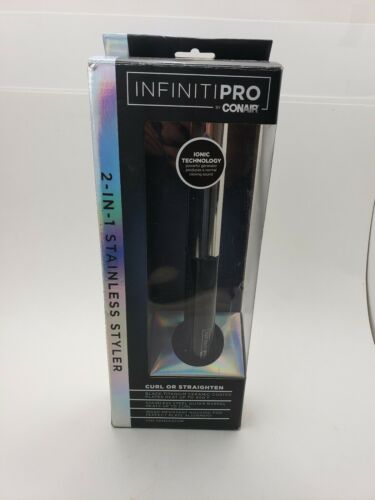 Conair InfinitiPro 2-in-1 Stainless Styler, Curl & Straighten, 1-inch, Black