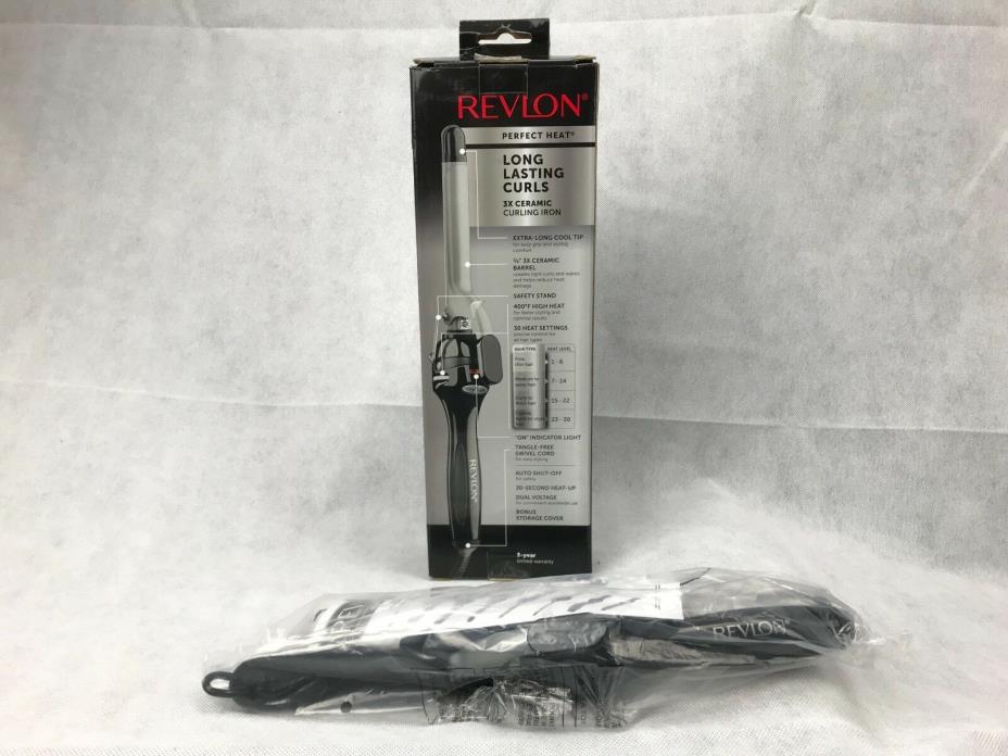 Revlon Perfect Heat Curling Iron 3/4 In. Model RV052CP wand Incl. Storage cover!