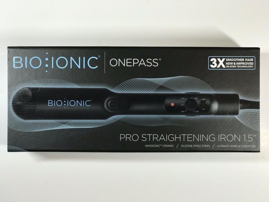 BIO IONIC Onepass Straightening Iron Black, 1.5 Inch