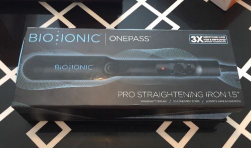 NEW! BIO IONIC Onepass Straightening Iron Black, 1.5 Inch