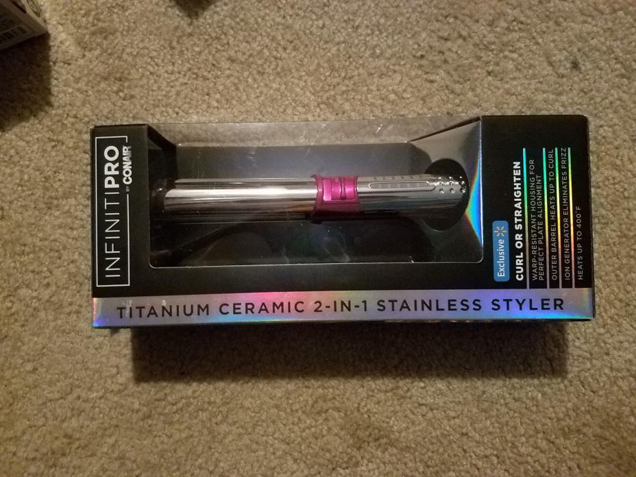 Infiniti Pro by Conair Titanium Ceramic 2-in-1 Curl or Straighten Styler Pink