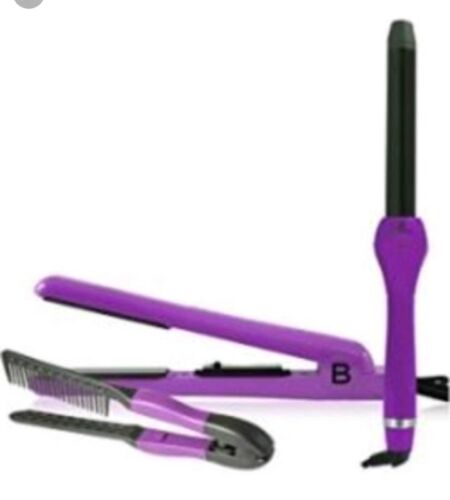 Brilliance new york  Duet Set 1.25 Flat Iron Hair+ curling  purple +hair comb