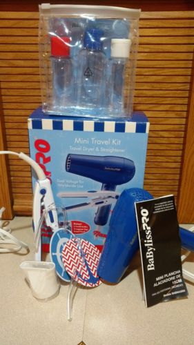New in Box! BaBylissPro Mini Travel Kit with Folding Travel Dryer & Straightener