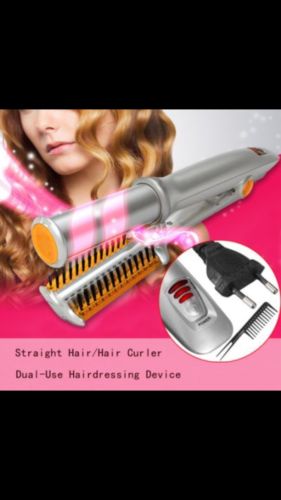 Professional 2-Way Wet To Dry Hot Rotating Iron Hair Brush Curler Straightener