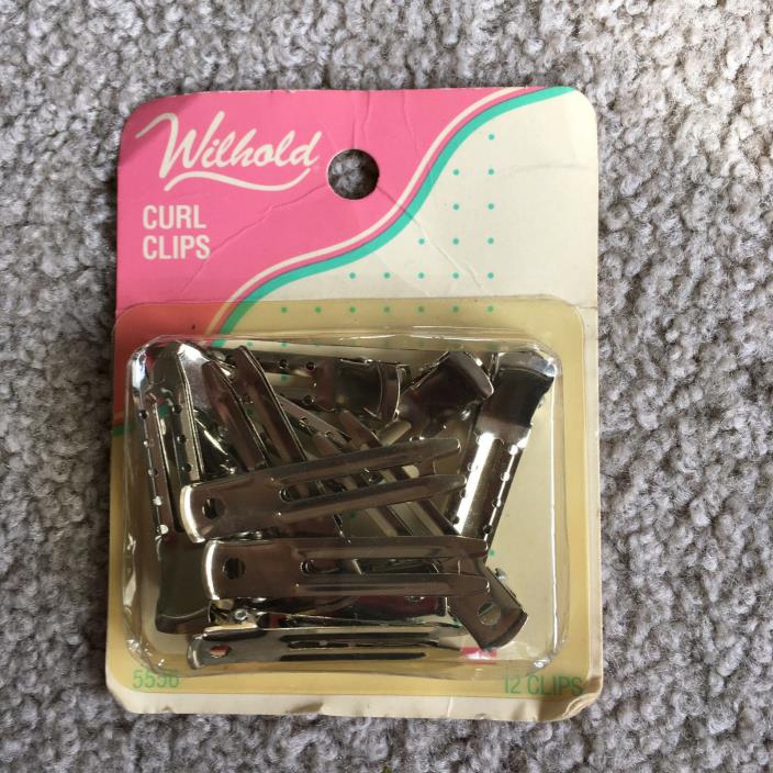 VTG 1970s Wilhold PIN CURL CLIPS New in pkg 12 rustproof stainless steel  NOS