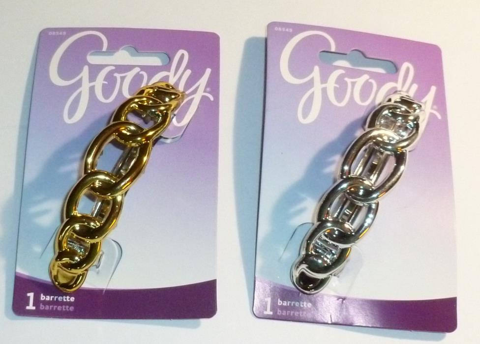 Goody Interlocking Rings Plastic Barrette Metal Back Closure 2 PC Silver& Gold