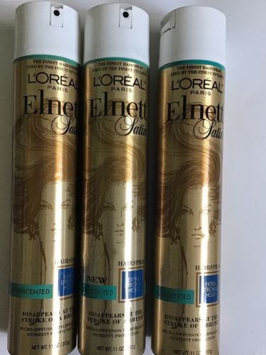 Loreal Elnett Satin Hairspray Extra Strong Hold Unscented 11 Ounce | 3 Cans