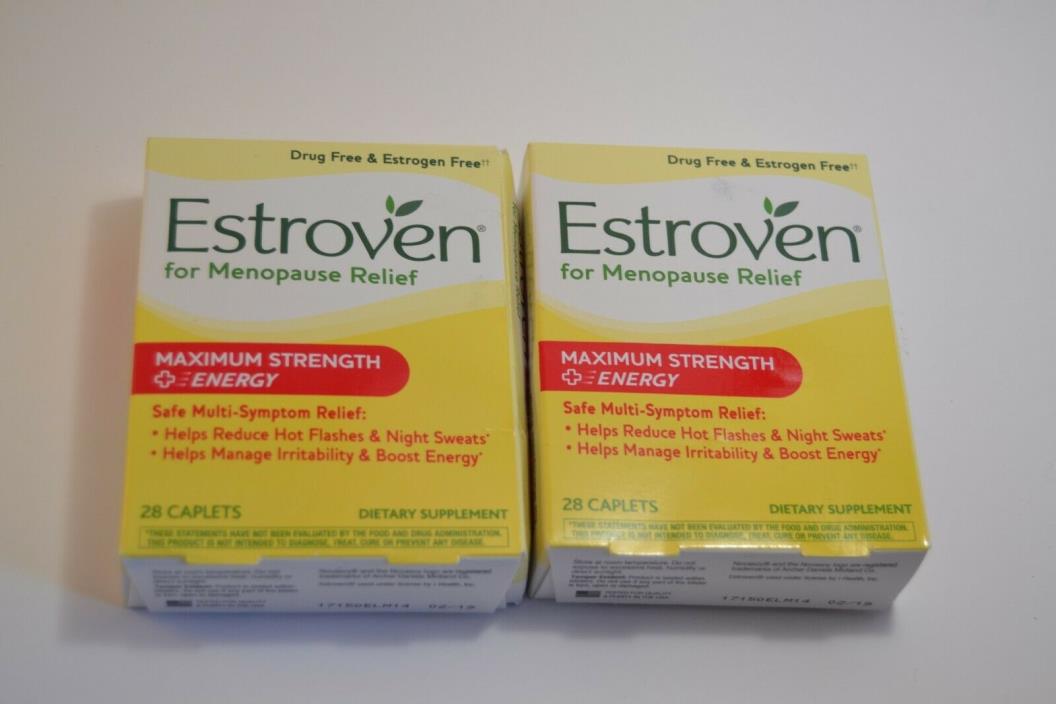 Lot of 2 Pkg Estroven Menopause Relief Maximum Strength 28 Caplets Each
