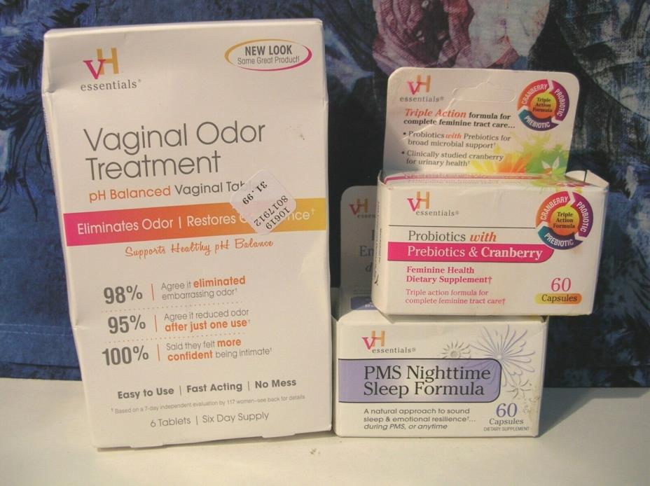 vH Essentials Vaginal Odor Treatment 6 Tabs + 1 Probiotics 60 + 1 PMS Sleep 60