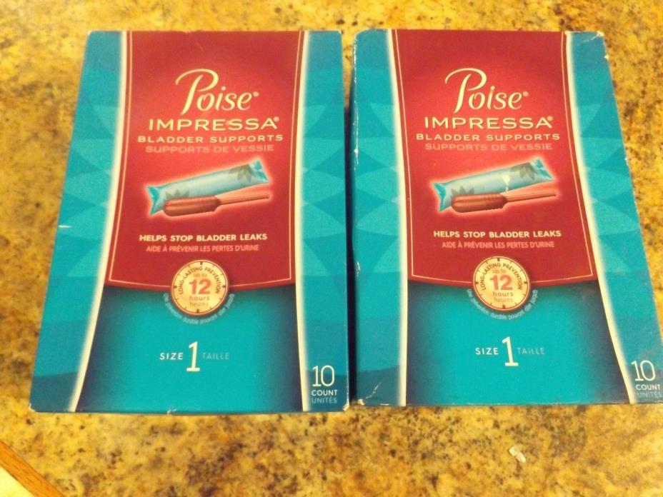 20 POISE SIZE 1 IMPRESSA BLADDER SUPPORTS 2 BOXES OF 10 = 20 TOTAL FREE SHIPPING
