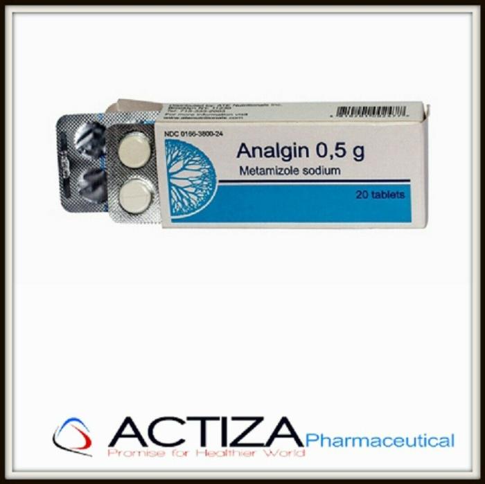ANALGIN (500 mg) METAMIZOLE SODIUM (20tab) EXP:1/20