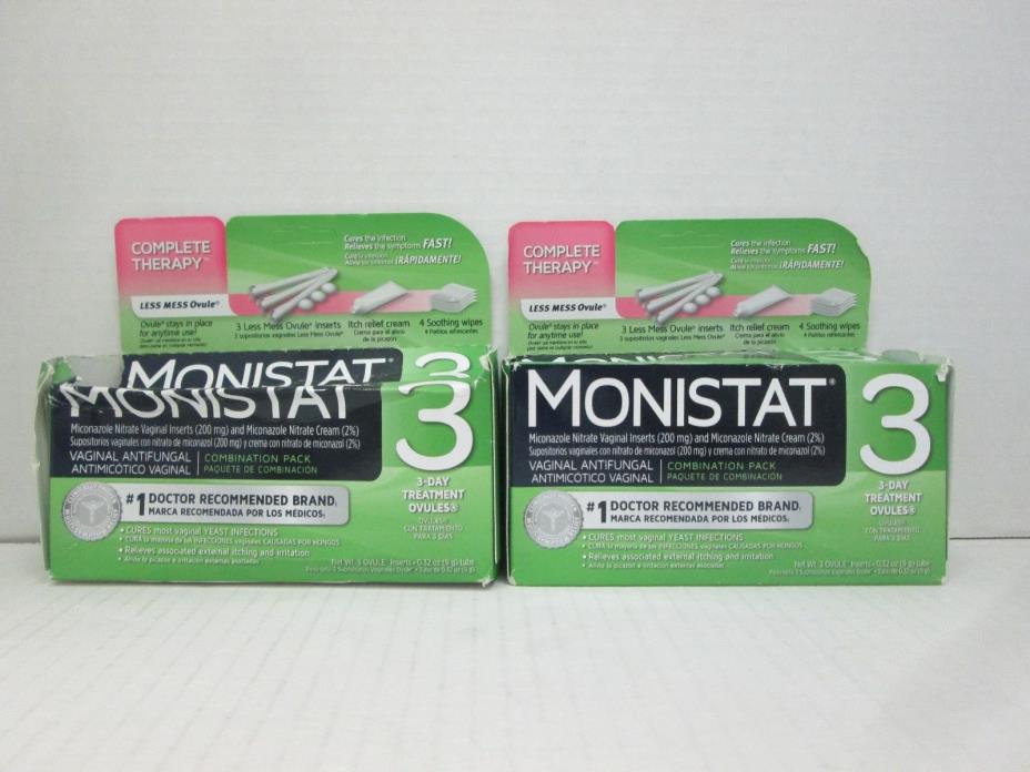 2 MONISTAT COMPLETE THERAPY 3-DAY TREATMENT COMBINATION PACK EXP 6/19 LL 10016