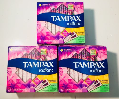 3 Tampax Radiant Duo Pak 32ct. M1