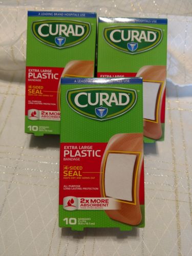 3 X Curad Extra Large Plastic Band Aide Bandages 4 Sided Seal 2