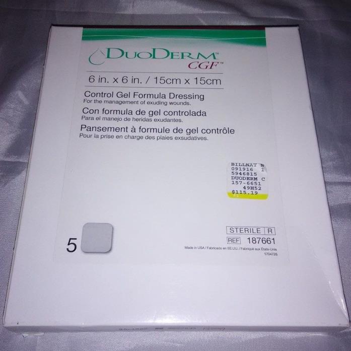 ConvaTec DuoDerm CGF 187661 Control Gel Formula Dressing 6” x 6” Box Of 5