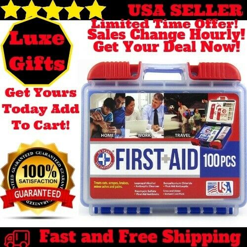 100 Piece First Aid Kit Emergency Medical Survival Bag Travel Home Car Camping