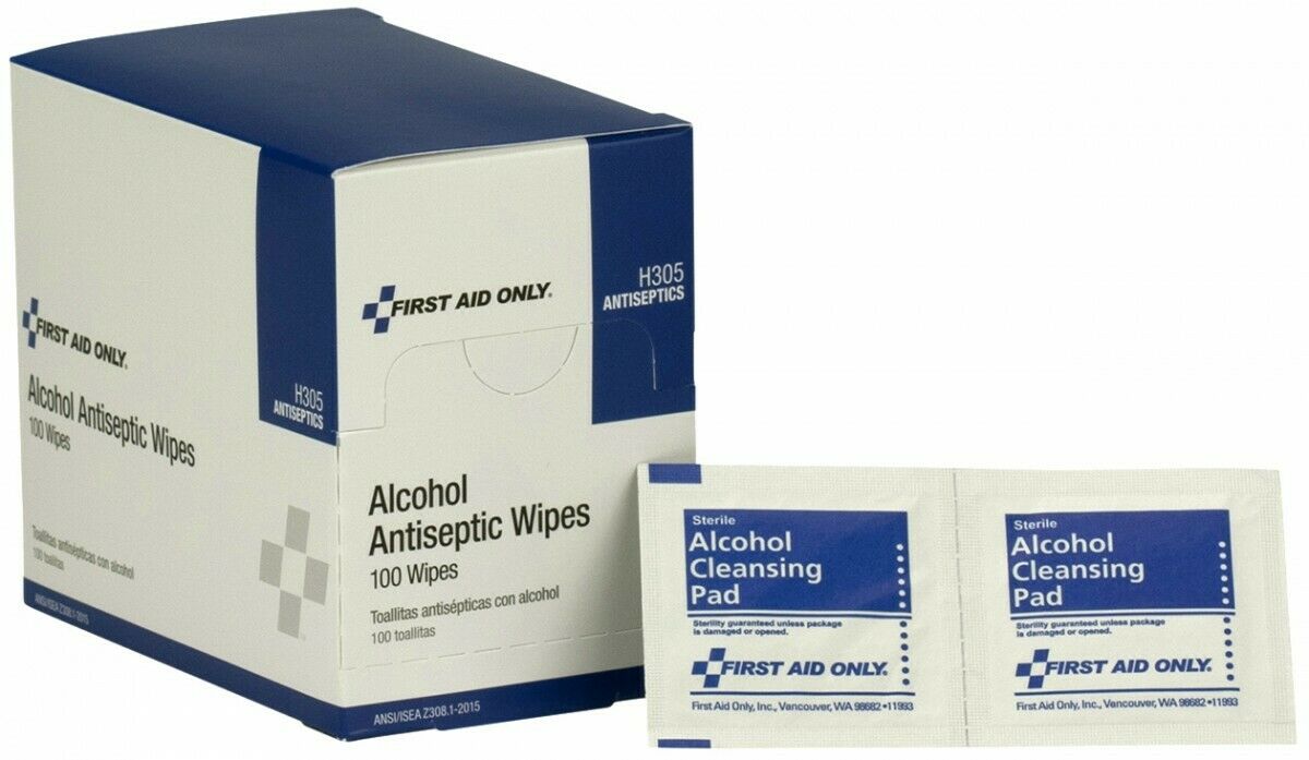 First Aid Only Alcohol Antiseptic Wipes, 200 Individual Package Wipes, FAST SHIP