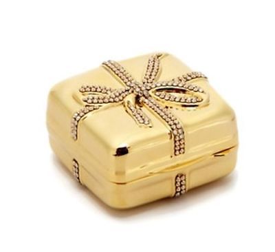 Judith Leiber Pill Case Box Bow Crystal Ornament Gold New Authentic
