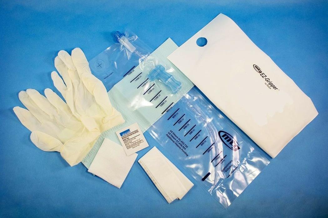50 Intermittent Catheter Kits MTG EZ Gripper Straight Tip 14 Fr. quadriplegic