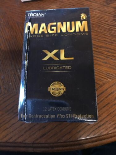 TROJAN Magnum XL Lubricated Premium Latex Condoms 12 Each