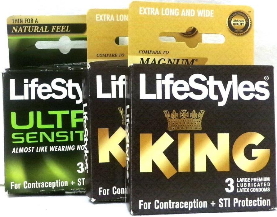 Lifestyles Ultra Sensitive & King/lot of 3-9 condoms total