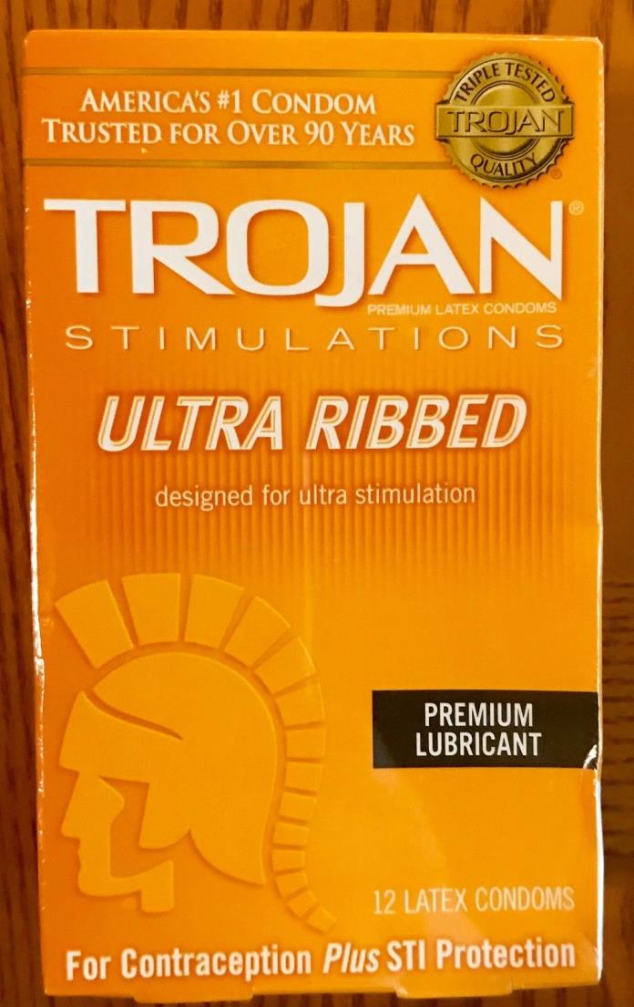 TROJAN 12 Premium Latex Condoms STIMULATIONS ULTRA RIBBED EXP.03/2021 NEW SEALED