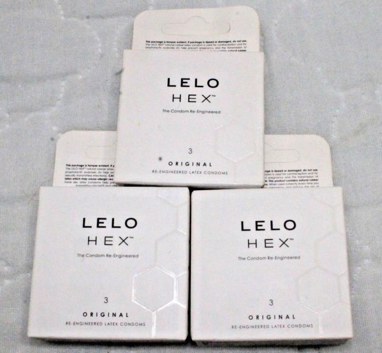 X 3 Boxes of 3 Pack LELO Hex Condoms EXP 2021